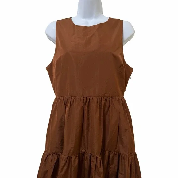 Wilfred Aritzia Tiered Midi Dress Size S Chocolate Brown Event Wedding Guest - Picture 3 of 11